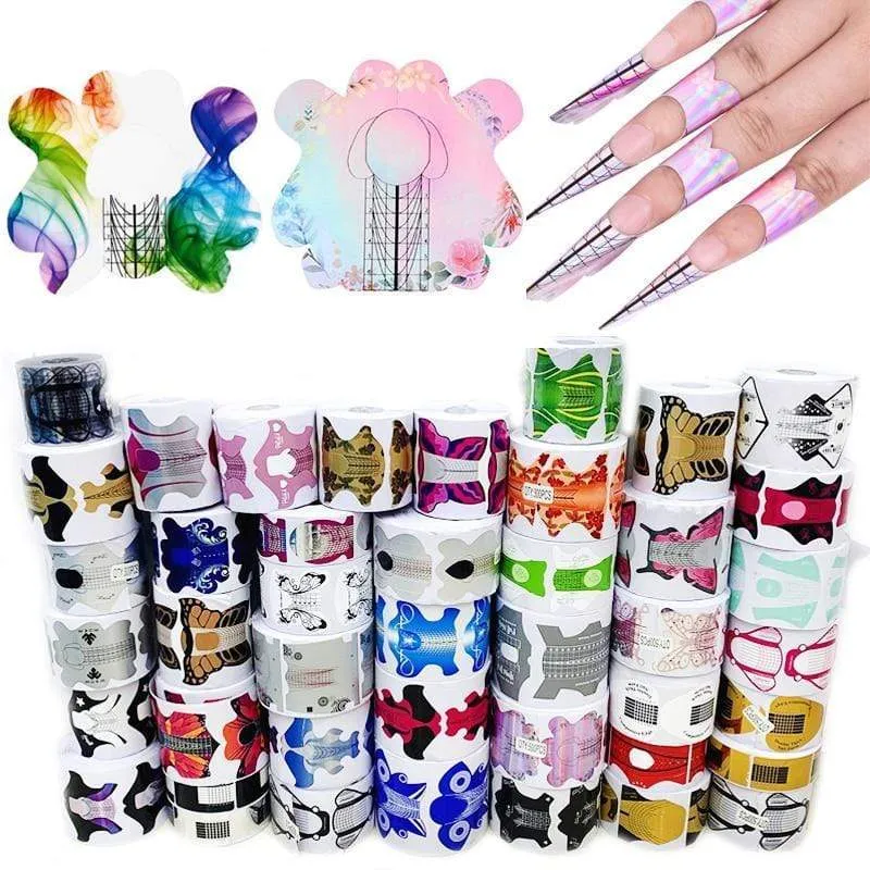 100 Teile/los Französisch Nagel Form Tipps Nagel Verlängerung Kunst Werkzeuge 24 Designs Acryl Kurve Falsche Nägel Kunst DIY Guide Formen maniküre Set