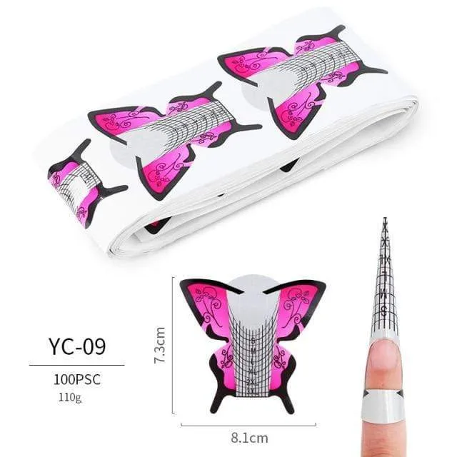 100 Teile/los Französisch Nagel Form Tipps Nagel Verlängerung Kunst Werkzeuge 24 Designs Acryl Kurve Falsche Nägel Kunst DIY Guide Formen maniküre Set
