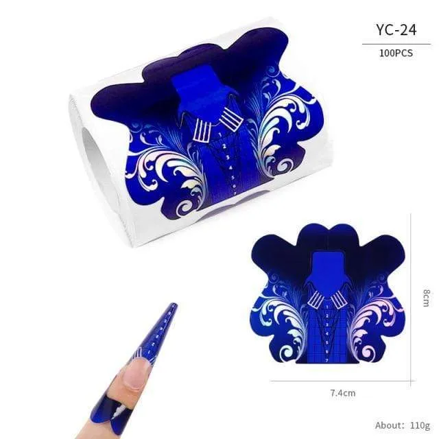 100 Teile/los Französisch Nagel Form Tipps Nagel Verlängerung Kunst Werkzeuge 24 Designs Acryl Kurve Falsche Nägel Kunst DIY Guide Formen maniküre Set