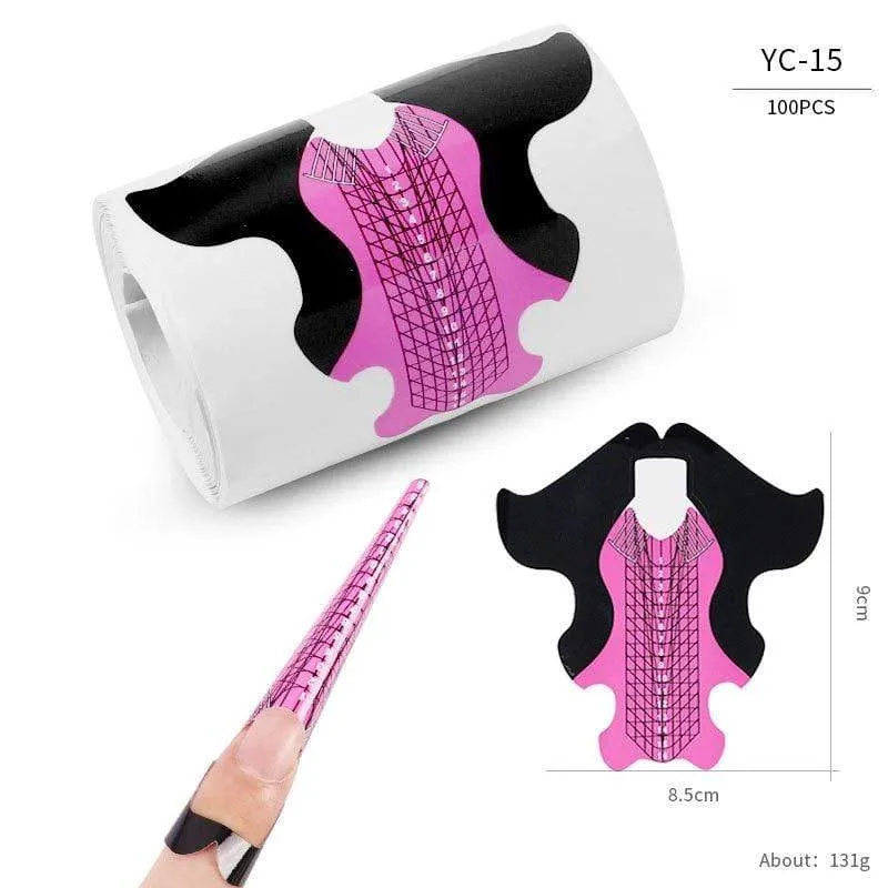 100 Teile/los Französisch Nagel Form Tipps Nagel Verlängerung Kunst Werkzeuge 24 Designs Acryl Kurve Falsche Nägel Kunst DIY Guide Formen maniküre Set