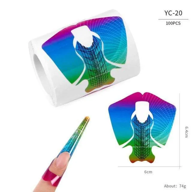 100 Teile/los Französisch Nagel Form Tipps Nagel Verlängerung Kunst Werkzeuge 24 Designs Acryl Kurve Falsche Nägel Kunst DIY Guide Formen maniküre Set