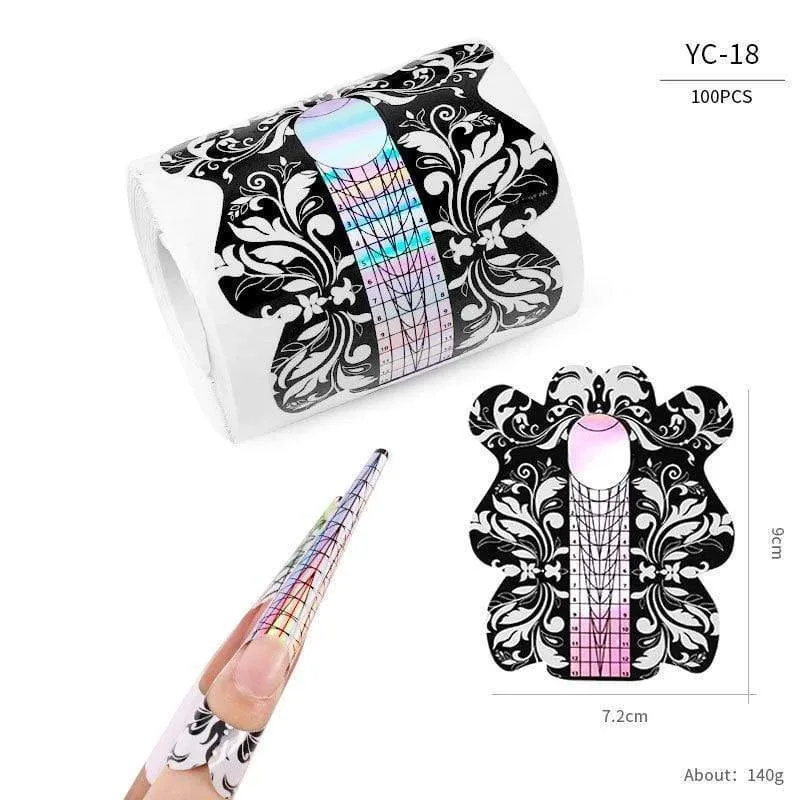 100 Teile/los Französisch Nagel Form Tipps Nagel Verlängerung Kunst Werkzeuge 24 Designs Acryl Kurve Falsche Nägel Kunst DIY Guide Formen maniküre Set