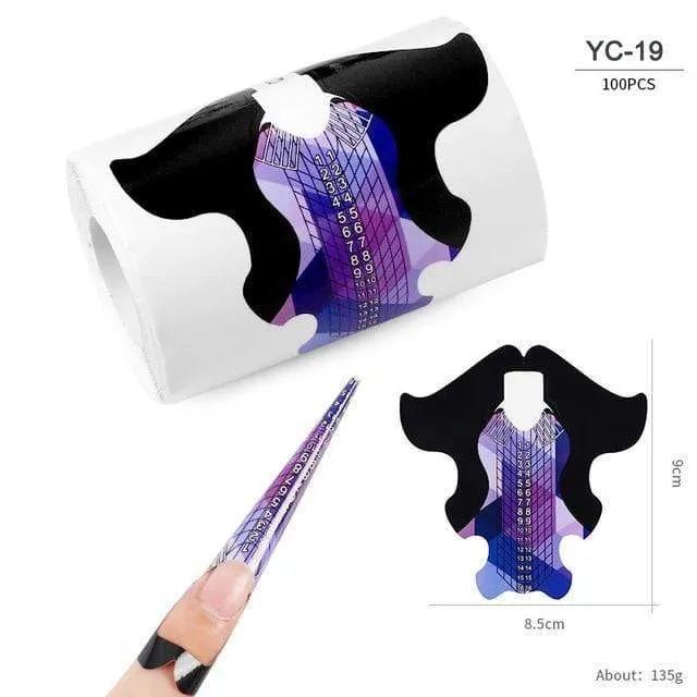 100 Teile/los Französisch Nagel Form Tipps Nagel Verlängerung Kunst Werkzeuge 24 Designs Acryl Kurve Falsche Nägel Kunst DIY Guide Formen maniküre Set