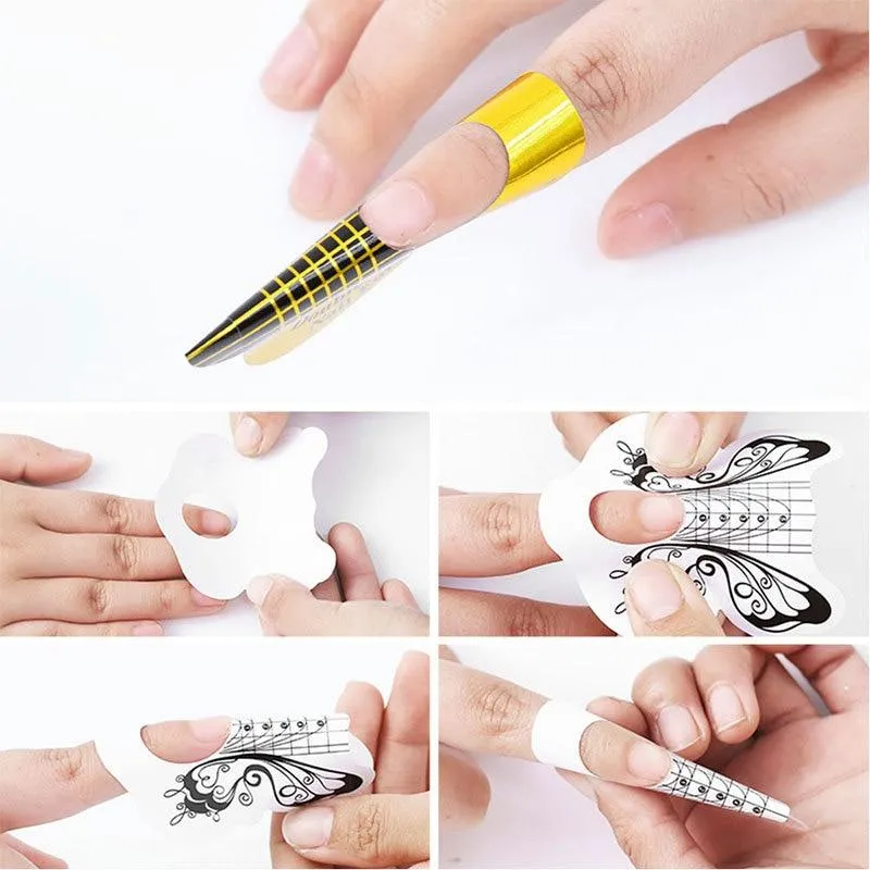 100 Teile/los Französisch Nagel Form Tipps Nagel Verlängerung Kunst Werkzeuge 24 Designs Acryl Kurve Falsche Nägel Kunst DIY Guide Formen maniküre Set