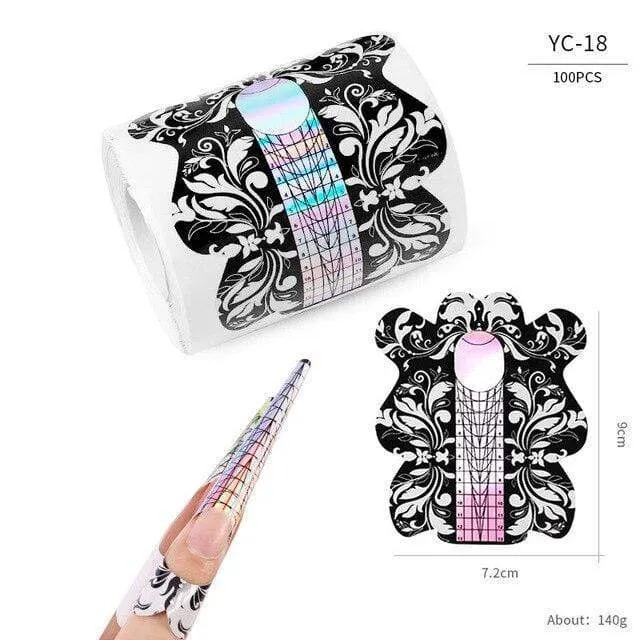 100 Teile/los Französisch Nagel Form Tipps Nagel Verlängerung Kunst Werkzeuge 24 Designs Acryl Kurve Falsche Nägel Kunst DIY Guide Formen maniküre Set