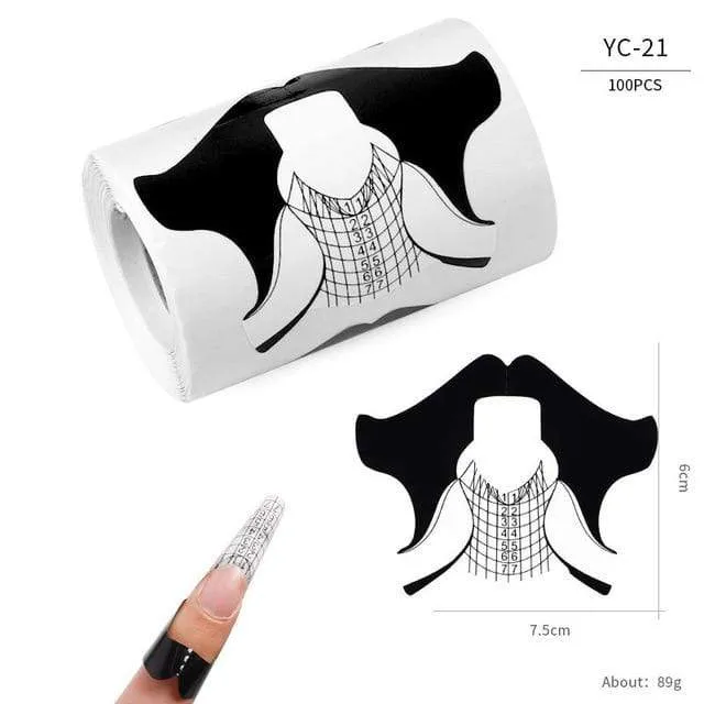 100 Teile/los Französisch Nagel Form Tipps Nagel Verlängerung Kunst Werkzeuge 24 Designs Acryl Kurve Falsche Nägel Kunst DIY Guide Formen maniküre Set