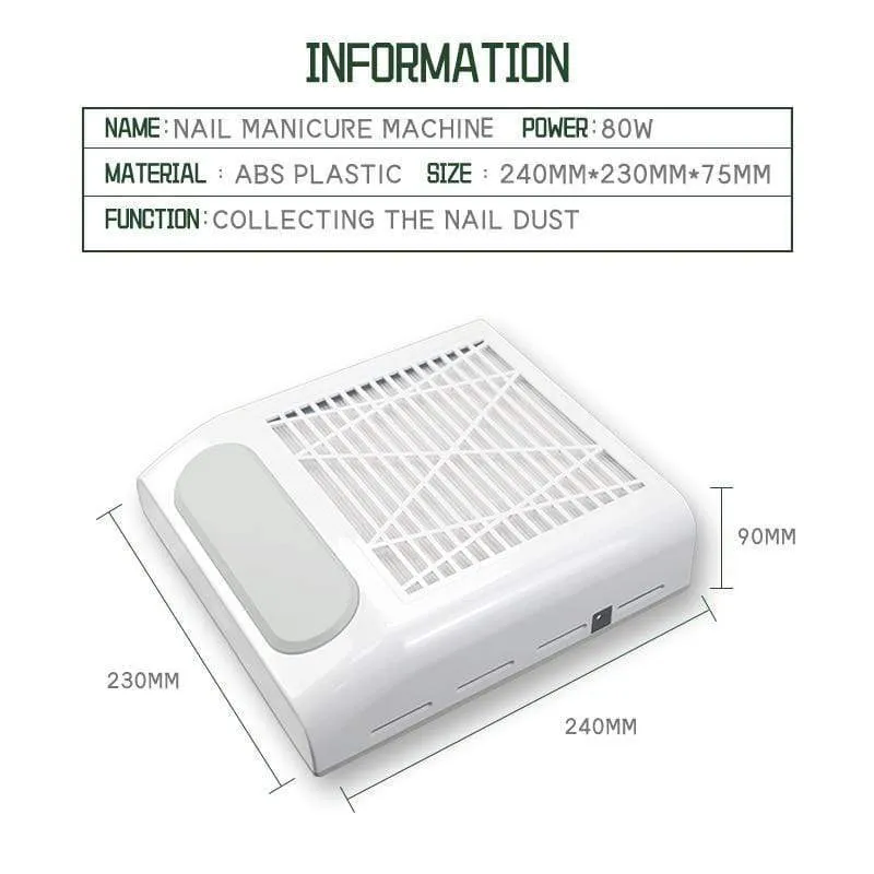 80W Nagel Staub Collector Fan Staubsauger Maniküre Maschine Werkzeuge Mit Filter Starke Leistung Nail art Werkzeug Nagel Staubsauger