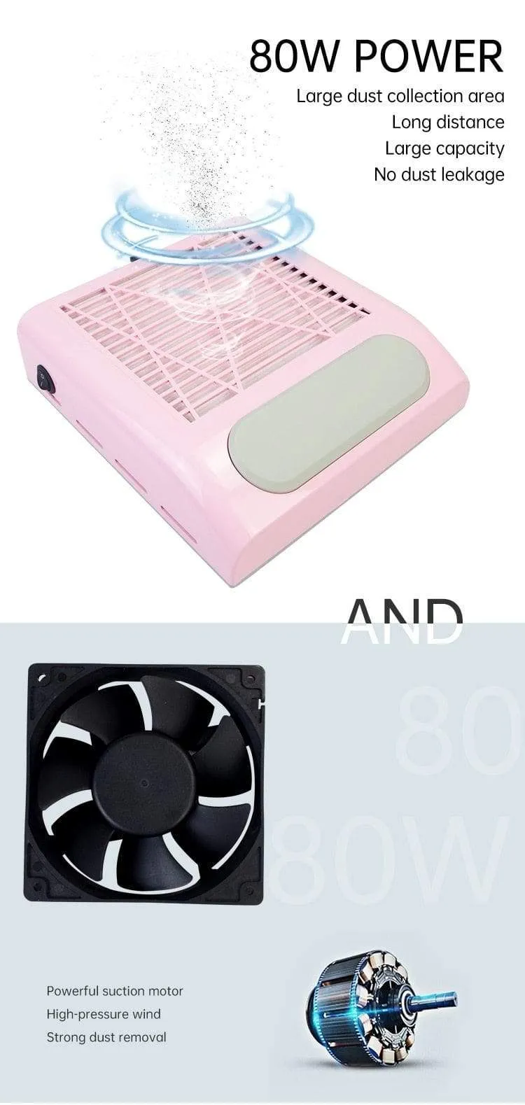 80W Nagel Staub Collector Fan Staubsauger Maniküre Maschine Werkzeuge Mit Filter Starke Leistung Nail art Werkzeug Nagel Staubsauger