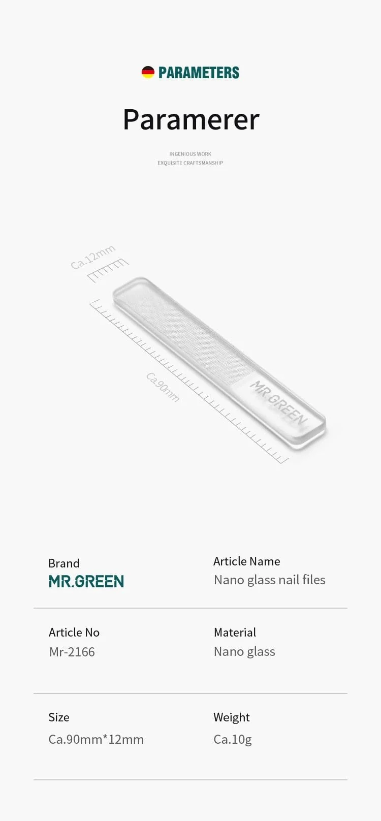 Nano-Glas-Nagelfeilen, professionelles Polier- und Maniküre-Kunstwerkzeug, waschbar, lassen die Nägel leicht aufhellen wie Nagellack