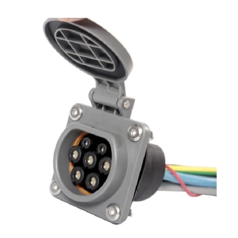 Typ 2 EV-Ladegerät-Buchse für EV-Ladestation EVSE 32A 16A 3-phasig IEC 62196-2 mit Abdeckung