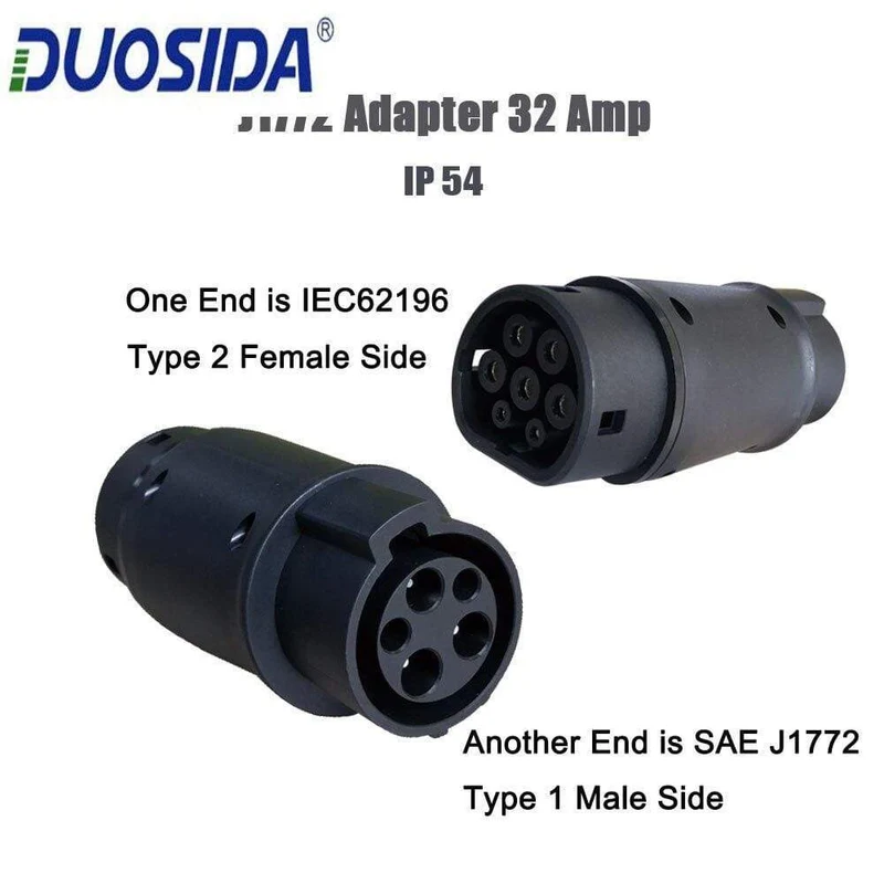 EV-Adapter, 32 Ampere, EV-Ladegerät Typ 1 bis Typ 2, EV-Adapter, Autoladestecker für Elektrofahrzeuge, J1772-Stecker