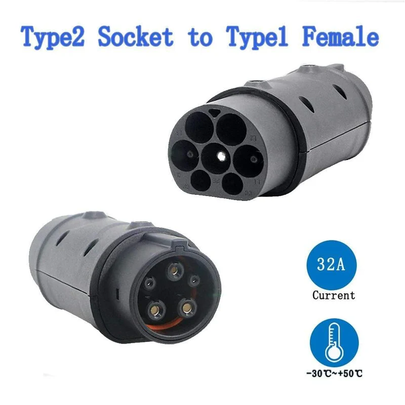 Auto-EV-Ladekabel J1772 Typ 2-Buchse auf Typ 1-Einlass Ev-Ladegerät Elektrofahrzeug-Adapter 32A 1P mit Kabel für Audi, BMW...