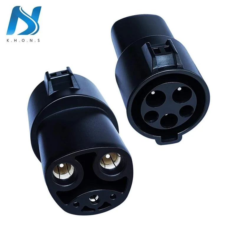 Khons EVSE-Adapter 16A 32A 60A Elektrofahrzeug-EV-Ladegerät SAE J1772-Buchse Typ 1 auf Tesla-Anschluss EV-Adapter zum Laden