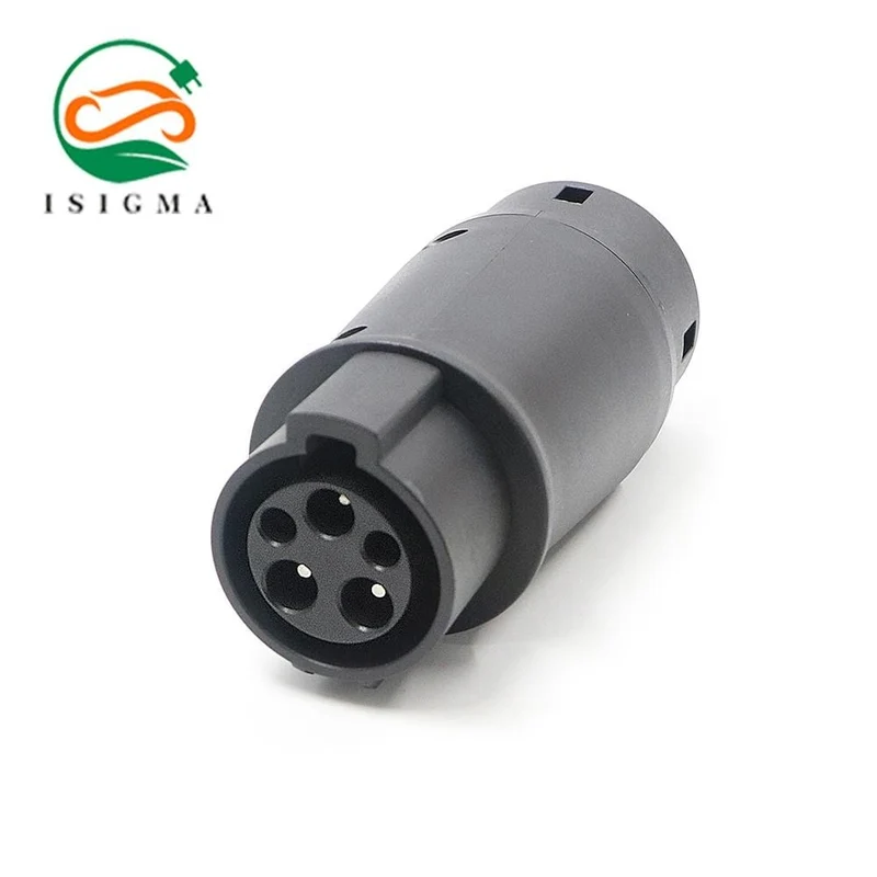ISIGMA EV-Adapter SAE J1772 zum Laden für Elektrofahrzeuge, EV-Autoladegerät, Typ 1-Stecker auf Typ 2-Buchse
