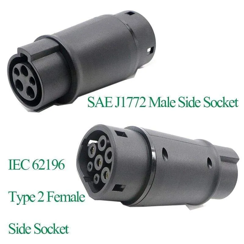 ISIGMA EV-Adapter SAE J1772 zum Laden für Elektrofahrzeuge, EV-Autoladegerät, Typ 1-Stecker auf Typ 2-Buchse