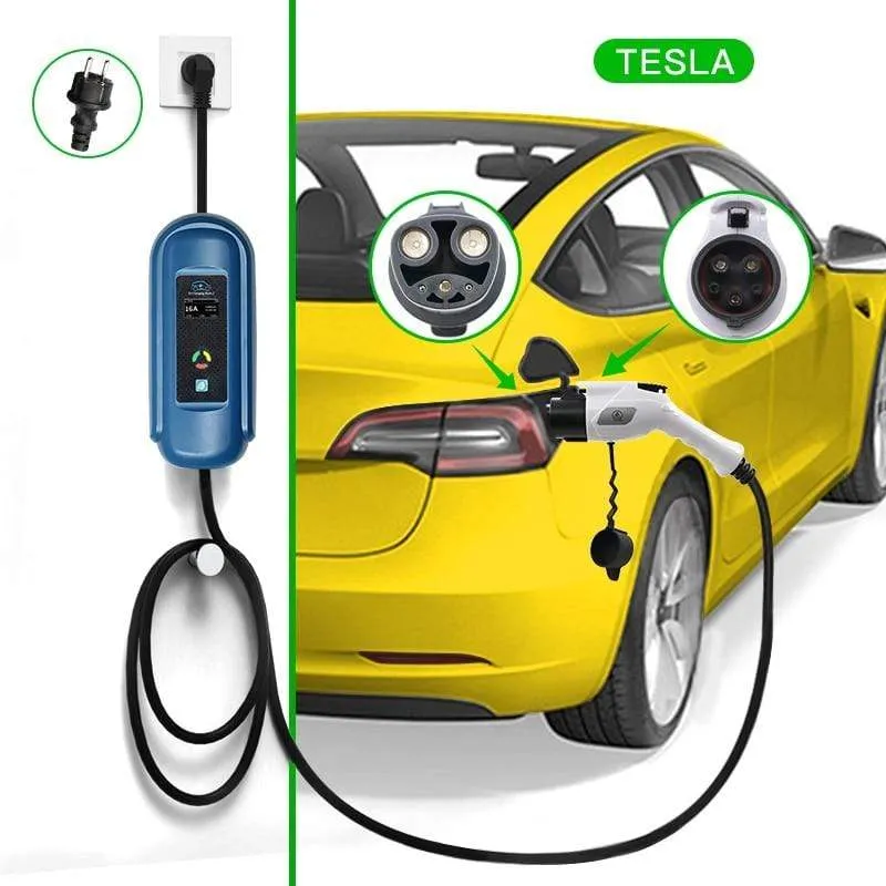 ISIGMA EV-Ladegerät, Elektroauto-Adapter, EVSE-Ladebuchse SAE J1772 Typ1-Einlass zur Tesla-Buchse, 16 A, 32 A, 1 Phase