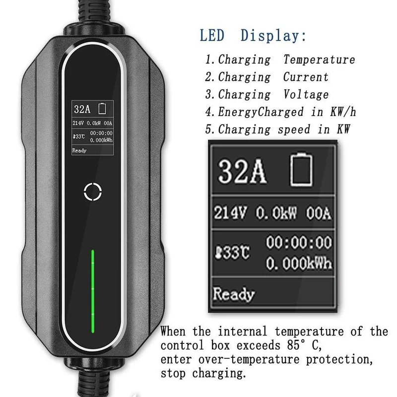 CEE-Stecker, 220 V–240 V, Auto-Ladekabel, Elektrofahrzeug-EV-Ladegerät, Typ 2, 32 Ampere, tragbar, EVSE, IEC 62196-2