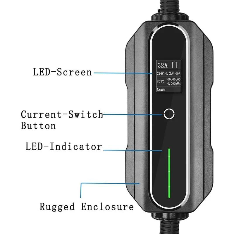 CEE-Stecker, 220 V–240 V, Auto-Ladekabel, Elektrofahrzeug-EV-Ladegerät, Typ 2, 32 Ampere, tragbar, EVSE, IEC 62196-2