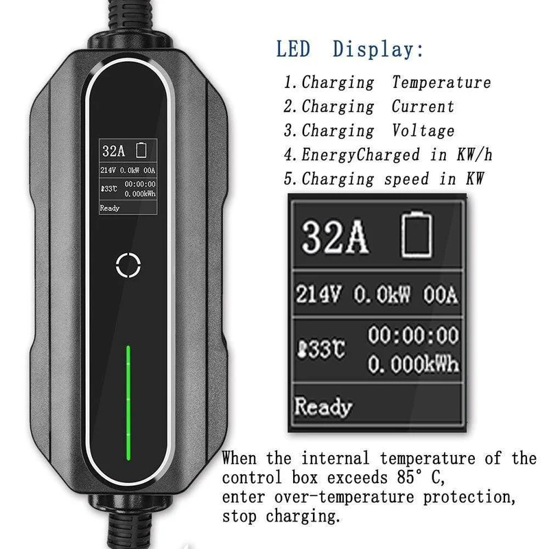 CEE-Stecker, 220 V–240 V, Auto-Ladekabel, Elektrofahrzeug-EV-Ladegerät, Typ 2, 32 Ampere, tragbar, EVSE, IEC 62196-2