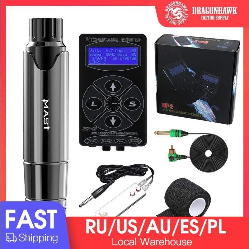 Professionelle Permanent Make-up Maschine Set Tattoo Rotary Pen Kits LCD Netzteil für Tätowierer