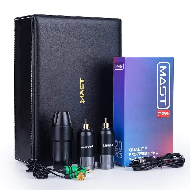 Mast Tour Pro Coreless Motor Permanent Tattoo Rotary Pen Wireless Machine Kit mit zwei Batterien Mast Pro Nadeln Patronenset Cart
