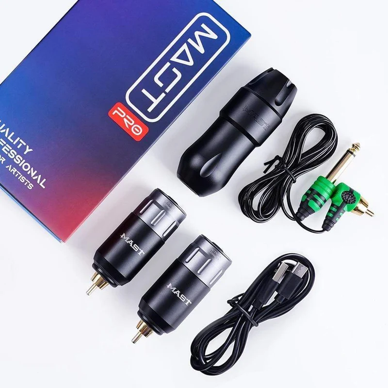 Mast Tour Pro Coreless Motor Permanent Tattoo Rotary Pen Wireless Machine Kit mit zwei Batterien Mast Pro Nadeln Patronenset Cart
