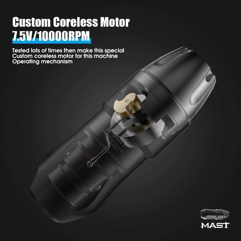 Mast Tour Pro Coreless Motor Permanent Tattoo Rotary Pen Wireless Machine Kit mit zwei Batterien Mast Pro Nadeln Patronenset Cart