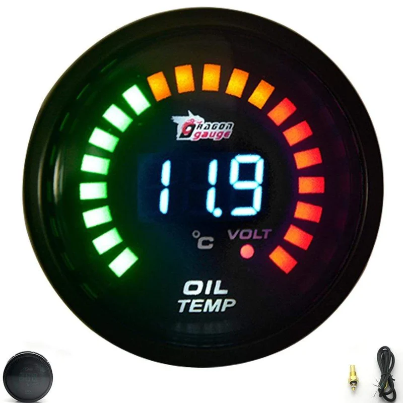DRAGON GAUGE 2" 52mm Boost/Wassertemperatur/Öltemperatur/Öldruck/Drehzahlmesser/Volt/Luft/Kraftstoffverhältnis/EGT/Vakuummeter Digital+Gauge Pods