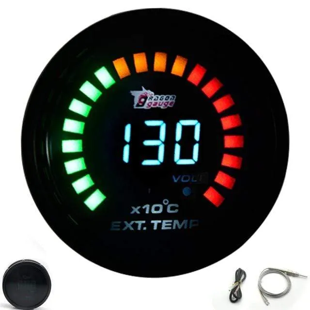 DRAGON GAUGE 2" 52mm Boost/Wassertemperatur/Öltemperatur/Öldruck/Drehzahlmesser/Volt/Luft/Kraftstoffverhältnis/EGT/Vakuummeter Digital+Gauge Pods