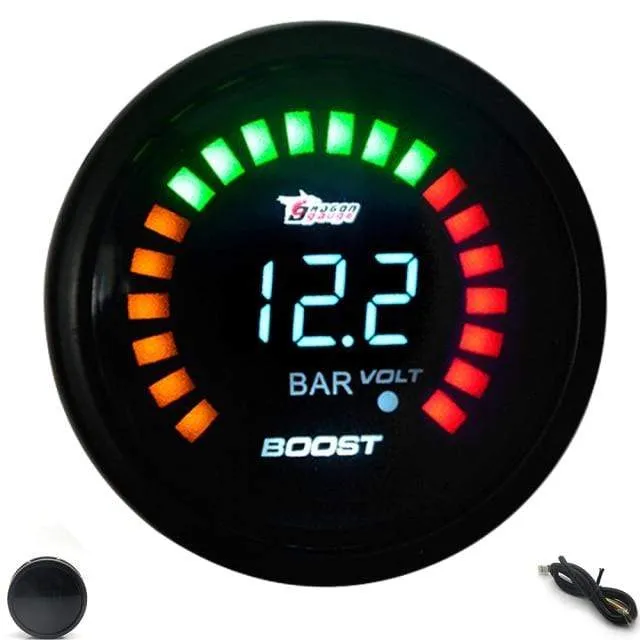 DRAGON GAUGE 2" 52mm Boost/Wassertemperatur/Öltemperatur/Öldruck/Drehzahlmesser/Volt/Luft/Kraftstoffverhältnis/EGT/Vakuummeter Digital+Gauge Pods