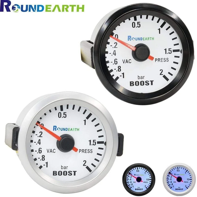 Round Earth 52mm Blaues Licht Auto Auto Turbo Boost Gauge Turbin -1 ~ 2 Bar Zeigeruhr Vakuuminstrument Meter Pods Kostenloser Versand