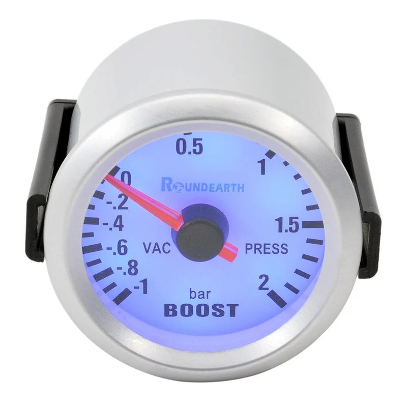 Round Earth 52mm Blaues Licht Auto Auto Turbo Boost Gauge Turbin -1 ~ 2 Bar Zeigeruhr Vakuuminstrument Meter Pods Kostenloser Versand
