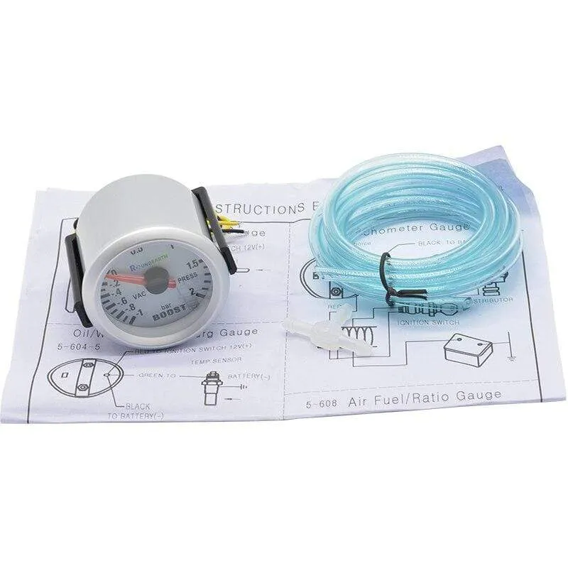 Round Earth 52mm Blaues Licht Auto Auto Turbo Boost Gauge Turbin -1 ~ 2 Bar Zeigeruhr Vakuuminstrument Meter Pods Kostenloser Versand