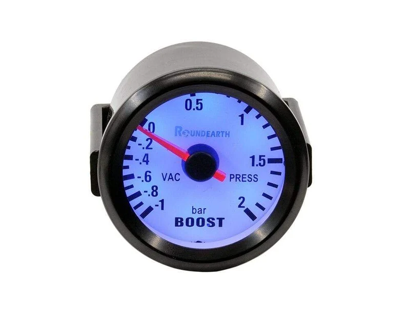 Round Earth 52mm Blaues Licht Auto Auto Turbo Boost Gauge Turbin -1 ~ 2 Bar Zeigeruhr Vakuuminstrument Meter Pods Kostenloser Versand