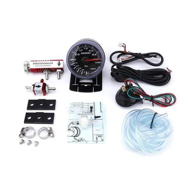 60mm 2.5" Auto Turbo Boost Gauge 3 BAR 12V + Turbo Boost Controller Kit einstellbar 1-30PSI mit Sensor