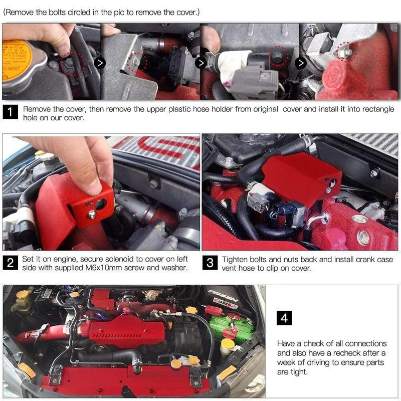 Aluminium-Boost-Control-Magnetventilabdeckung für Subaru STI WRX Impreza ab 08. Passt unter die Motorhaube und widersteht Korrosion mit Hardware