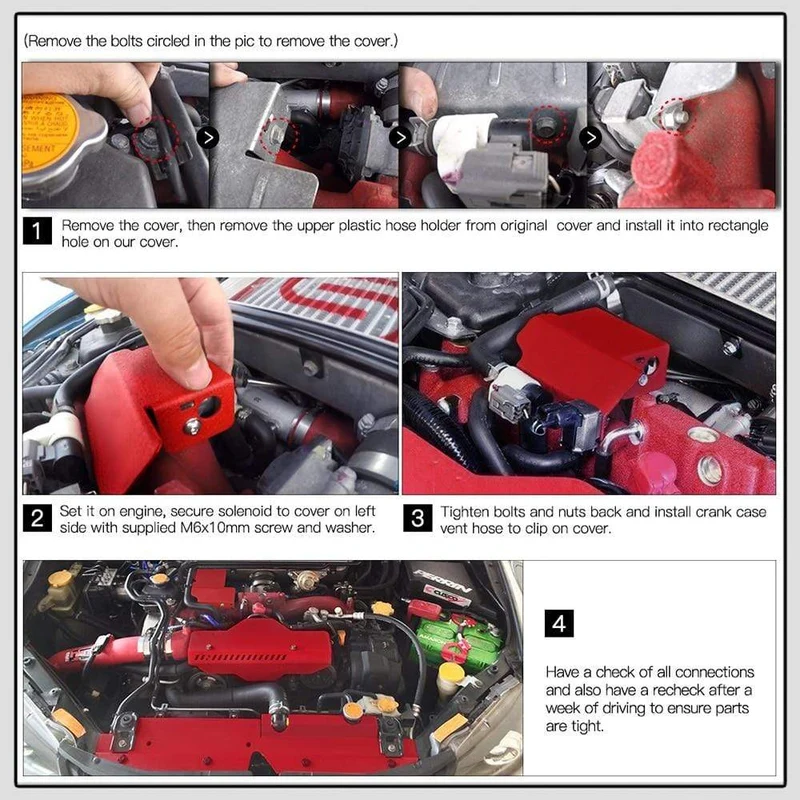 Aluminium-Boost-Control-Magnetventilabdeckung für Subaru STI WRX Impreza ab 08. Passt unter die Motorhaube und widersteht Korrosion mit Hardware