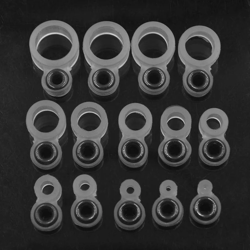 MNFT 2sets (28PCS) Angelrute Drahtring Keramik Auge DIY Fischschnur Guide Silikonring Unterschiedliche Größe 1-14 #