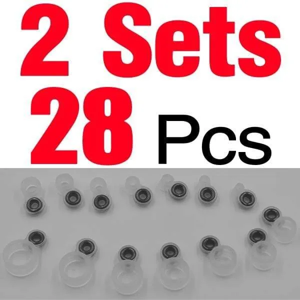 MNFT 2sets (28PCS) Angelrute Drahtring Keramik Auge DIY Fischschnur Guide Silikonring Unterschiedliche Größe 1-14 #