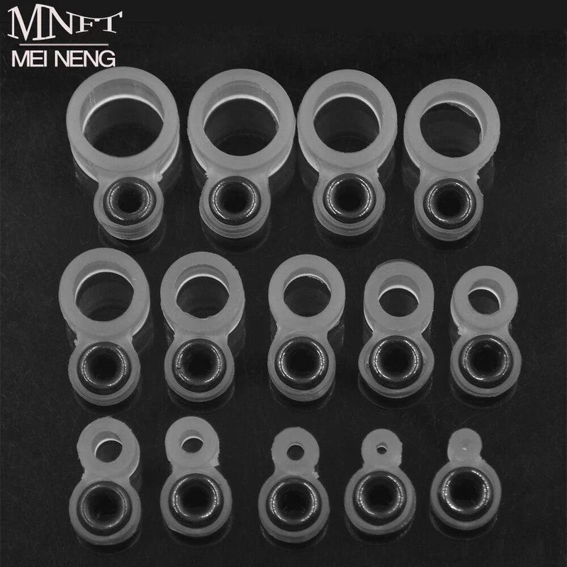 MNFT 2sets (28PCS) Angelrute Drahtring Keramik Auge DIY Fischschnur Guide Silikonring Unterschiedliche Größe 1-14 #