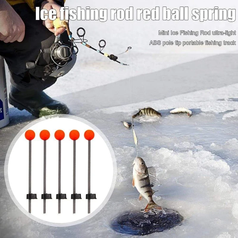 5 stücke Tragbare Winter Angelruten Eis Angelrute Pole Spitze Frühling Ball für Outdoor Winter Angelgerät