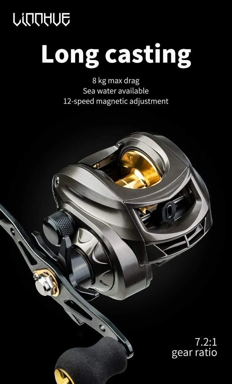 Baitcastingrolle 7.2: 1 High Speed ​​8 KG Max Drag Angelrolle Für Bass in ozean umwelt 48 Stunden Reel Angeln