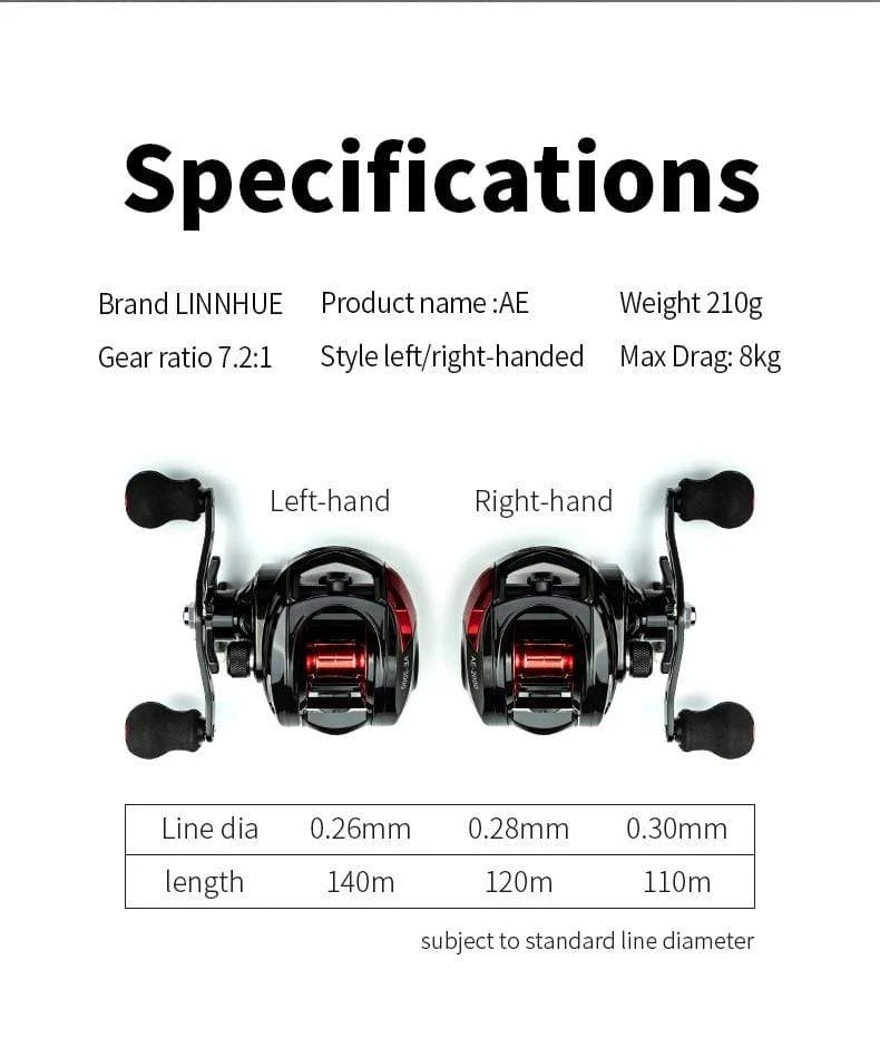 Baitcastingrolle 7.2: 1 High Speed ​​8 KG Max Drag Angelrolle Für Bass in ozean umwelt 48 Stunden Reel Angeln