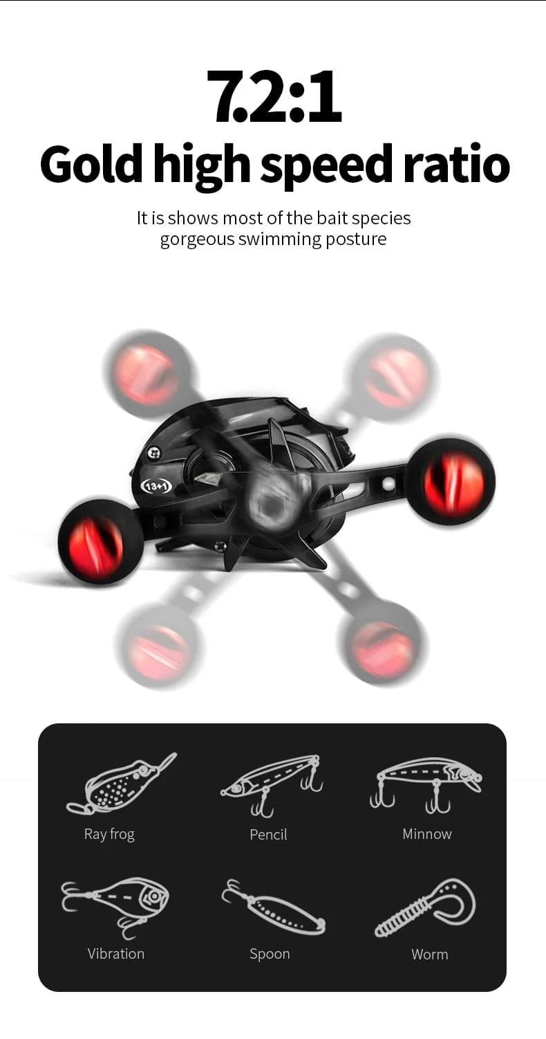 Baitcastingrolle 7.2: 1 High Speed ​​8 KG Max Drag Angelrolle Für Bass in ozean umwelt 48 Stunden Reel Angeln