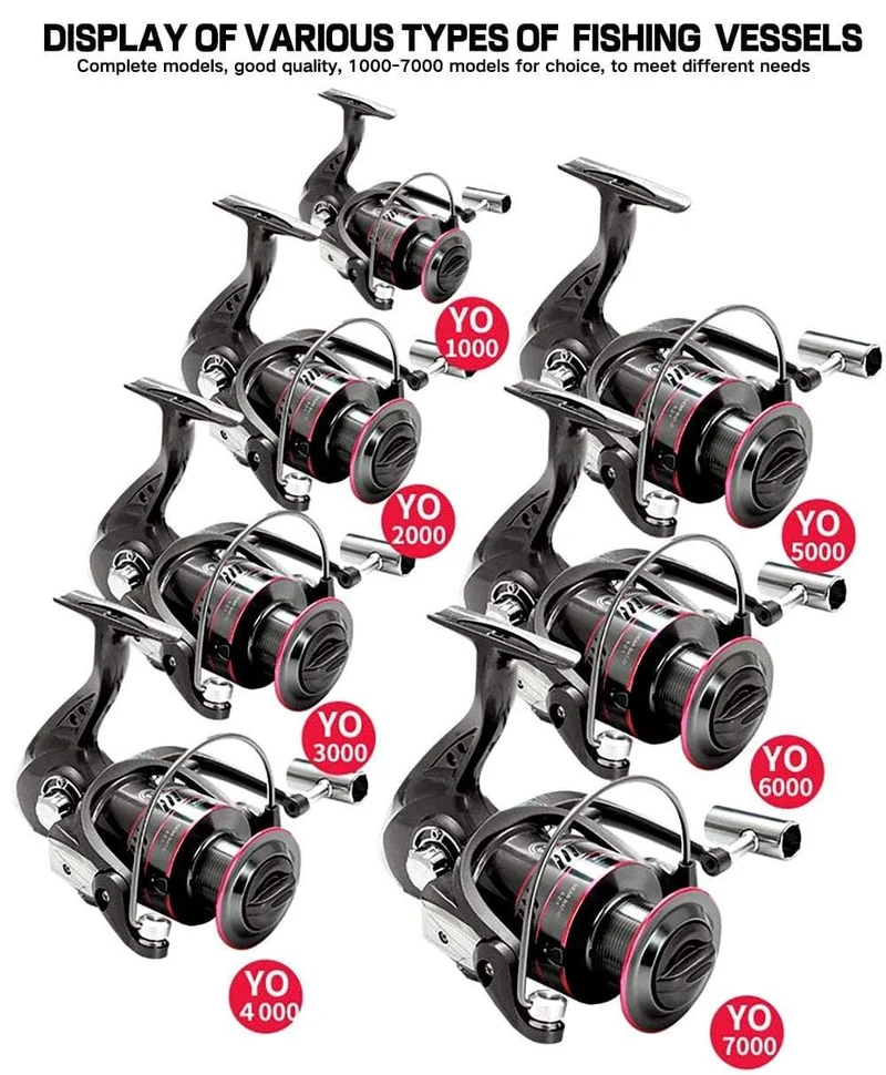 Spinnrolle 12BB + 1-Lagerkugeln 1000-7000-Serie Metallspulen-Spinnrolle für Bootsfelsenfischerräder