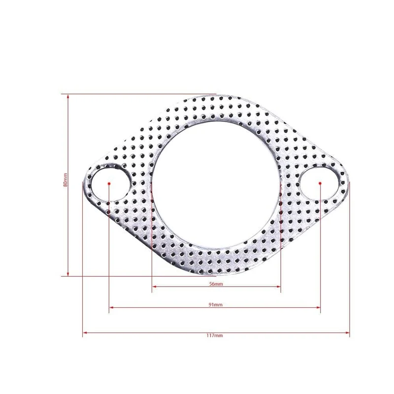 Aluminium 2.25 zoll 56mm Auto Motor Auspuff Dichtung Fallrohr Flansch mit zwei löcher Universal Auspuffrohr Dichtung 5 teile/los