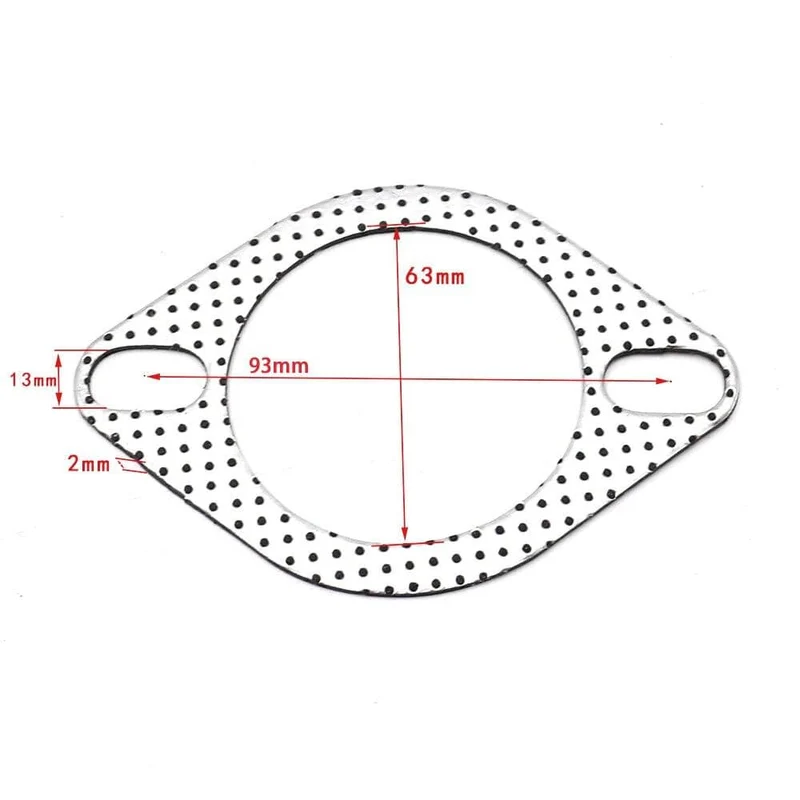 Aluminium 2.5 Zoll 63 mm Automotor-Auspuffdichtung Fallrohrflansch Universal-Auspuffrohrdichtung mit zwei Löchern 5 Stück/Lot