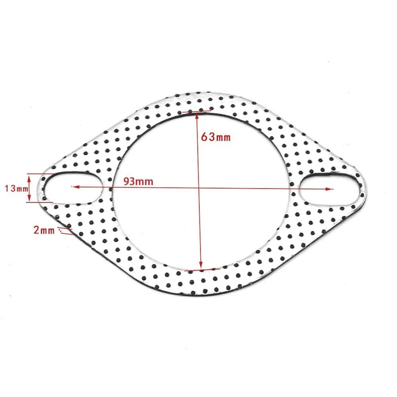 Aluminium 2.5 Zoll 63 mm Automotor-Auspuffdichtung Fallrohrflansch Universal-Auspuffrohrdichtung mit zwei Löchern 5 Stück/Lot