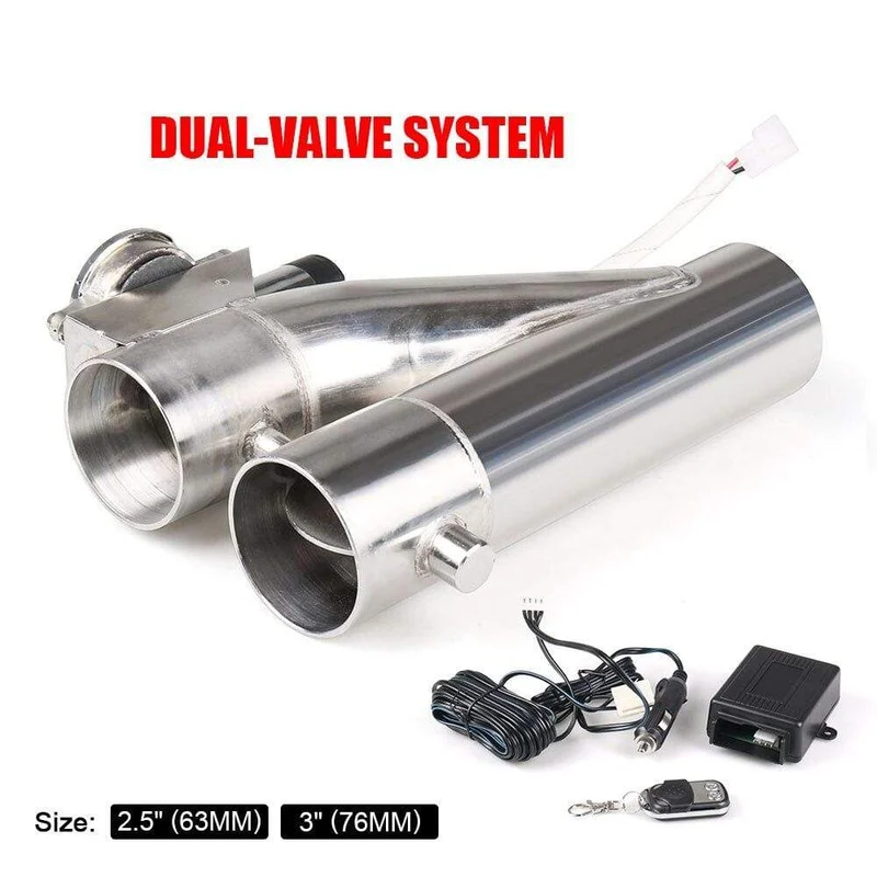 2.25''/2.5''/3.0'' Edelstahlkrümmer Y-Rohr Elektrischer Auspuffausschnitt Doppelventil mit ferngesteuertem Ausschnitt-Fallrohr-Kit