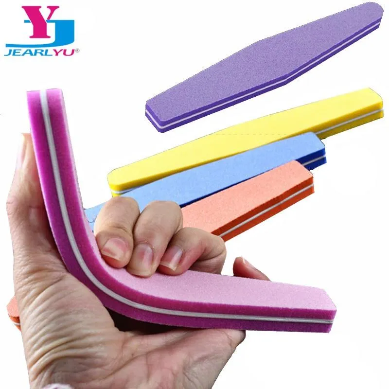 Professionelle Nagelfeilen 10 Stück Polieren Slim Crescent 100/180 Nail Beauty Tools Diamant Spong Block Polissoir Ongles Nagelwerkzeug